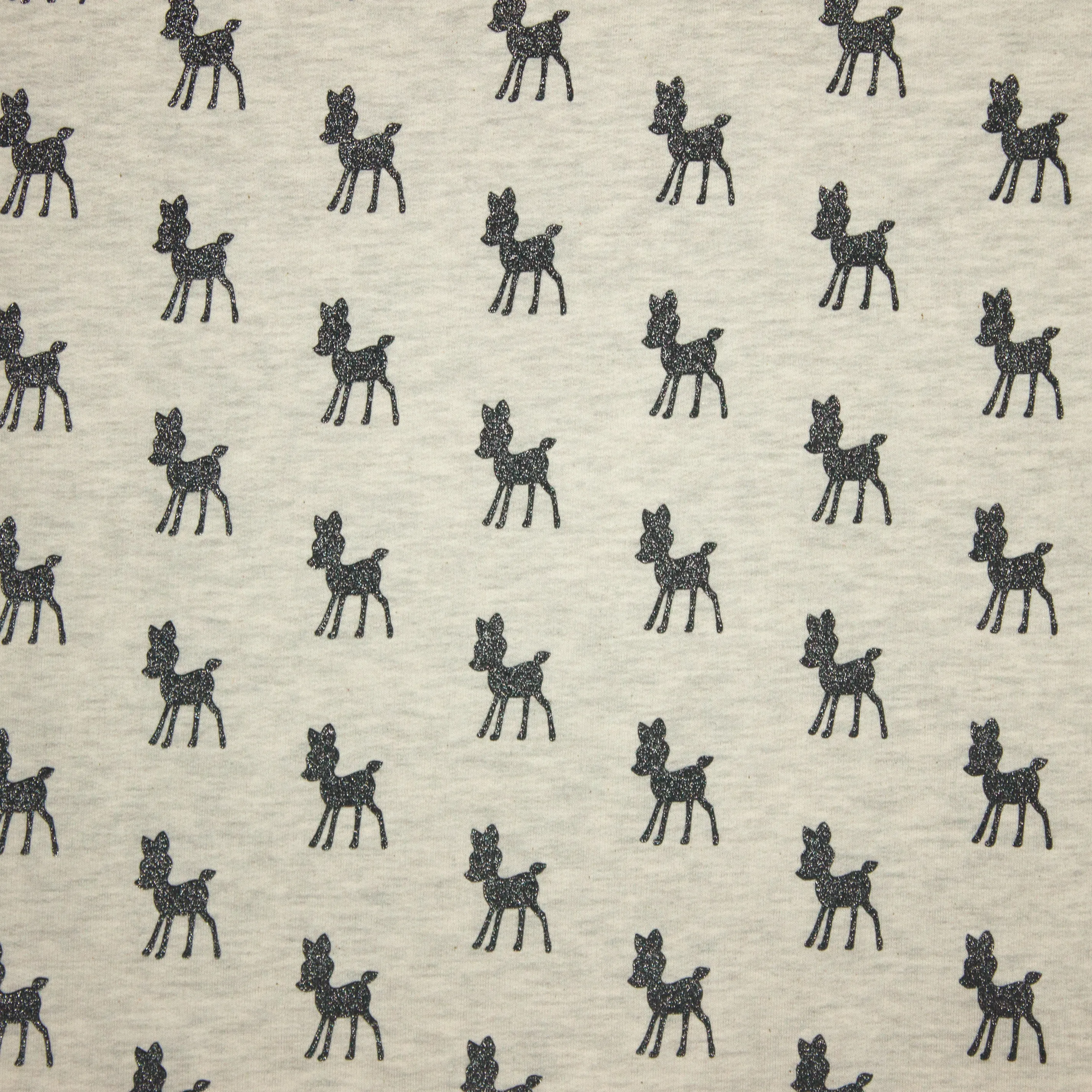 Sweaterstof in ecru met zwarte bambi